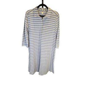 Gap Maternity Button Front Shirt Dress Chambray Blue And White Stripe. Large